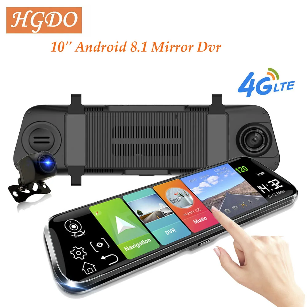 

10" 4G Car DVR Android 8.1 Stream RearView Mirror FHD 1080P ADAS Dash Cam Camera Video Recorder Auto Registrar Dashcam GPS DVRS