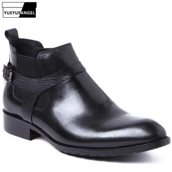 Men Chelsea Boots Genuine Leather Black Pointed Toe Luxury Fashion Buckle Business Office Formal Ankle Boots Motor Biker Shoes
Men Chelsea Boots Genuine Leather Black Pointed Toe Luxury Fashion Buckle Business Office Formal Ankle Boots Motor Biker Shoes