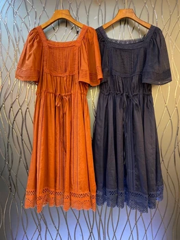 2020 Spring and Summer New Bertha Pleated Stitching Decorations Drawstring Waist Hugging Short Sleeve Plain Dress 614
2020 Spring and Summer New Bertha Pleated Stitching Decorations Drawstring Waist Hugging Short Sleeve Plain Dress 614