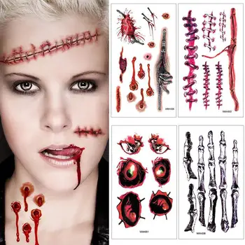 Halloween Terror Realistic Stitched Temporary Tattoo Long Lasting Body Wounds Sticker Makeup Stickers Injuries Non-toxic Ta J7R3 
Halloween Terror Realistic Stitched Temporary Tattoo Long Lasting Body Wounds Sticker Makeup Stickers Injuries Non-toxic Ta J7R3