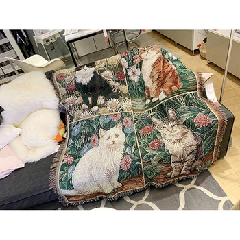 Cat Pet Tapestry Leisure Embroidered Blanket Decorative Blanket Knitting Cotton Sofa Blankets Decorative Throw Blanket
Cat Pet Tapestry Leisure Embroidered Blanket Decorative Blanket Knitting Cotton Sofa Blankets Decorative Throw Blanket