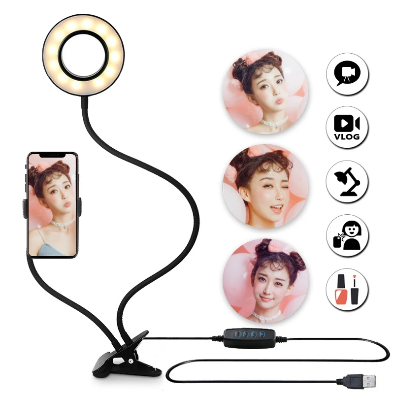 New 2 in 1 Cell Phone Holder with LED Selfie Ring Light for Live Stream Phone Adjustable Desk Lamp With Clip Holder Makeup Light
New 2 in 1 Cell Phone Holder with LED Selfie Ring Light for Live Stream Phone Adjustable Desk Lamp With Clip Holder Makeup Light