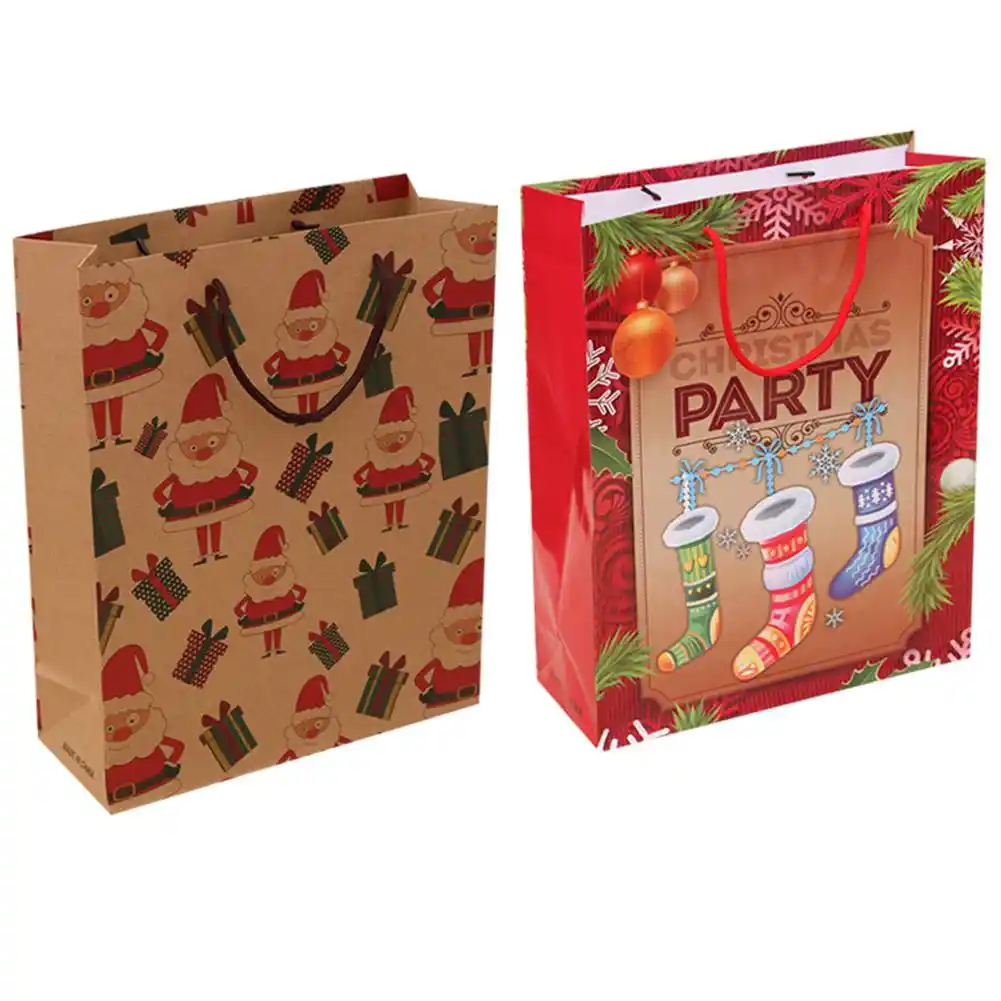 tpfocus 12pcs christmas series printing kraft paper tote bag for