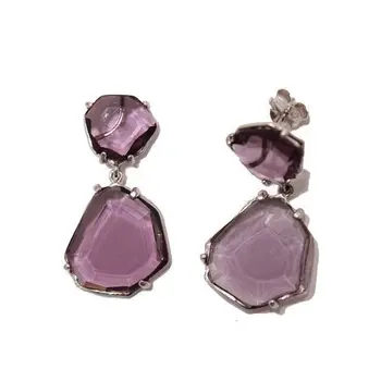 Earrings sterling silver with two quartz amethysts irregular
Earrings sterling silver with two quartz amethysts irregular