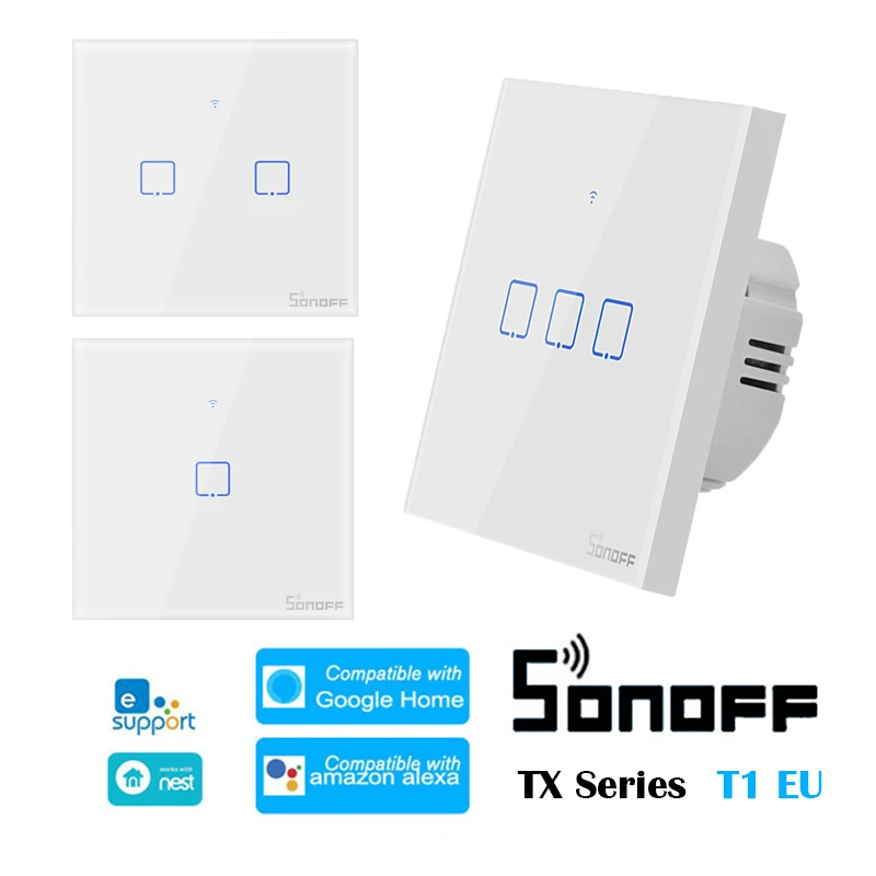 SONOFF T1 EU TX-Series 433 RF Smart Home WiFi Switch Switch Support eWelink Automation Compatible with Google Home Alexa Amazon
SONOFF T1 EU TX-Series 433 RF Smart Home WiFi Switch Switch Support eWelink Automation Compatible with Google Home Alexa Amazon