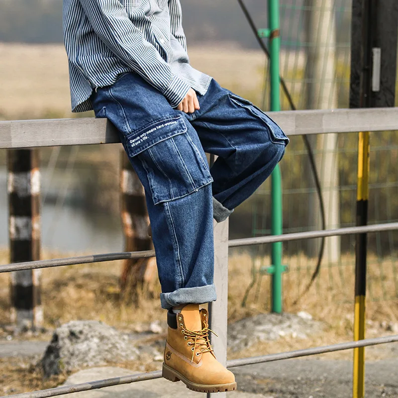 Loose Men Vintage Fashion Wide Leg Jeans Trousers Male High Streetwear Hip Hop Multi-pocket Denim Cargo Pant 
Loose Men Vintage Fashion Wide Leg Jeans Trousers Male High Streetwear Hip Hop Multi-pocket Denim Cargo Pant