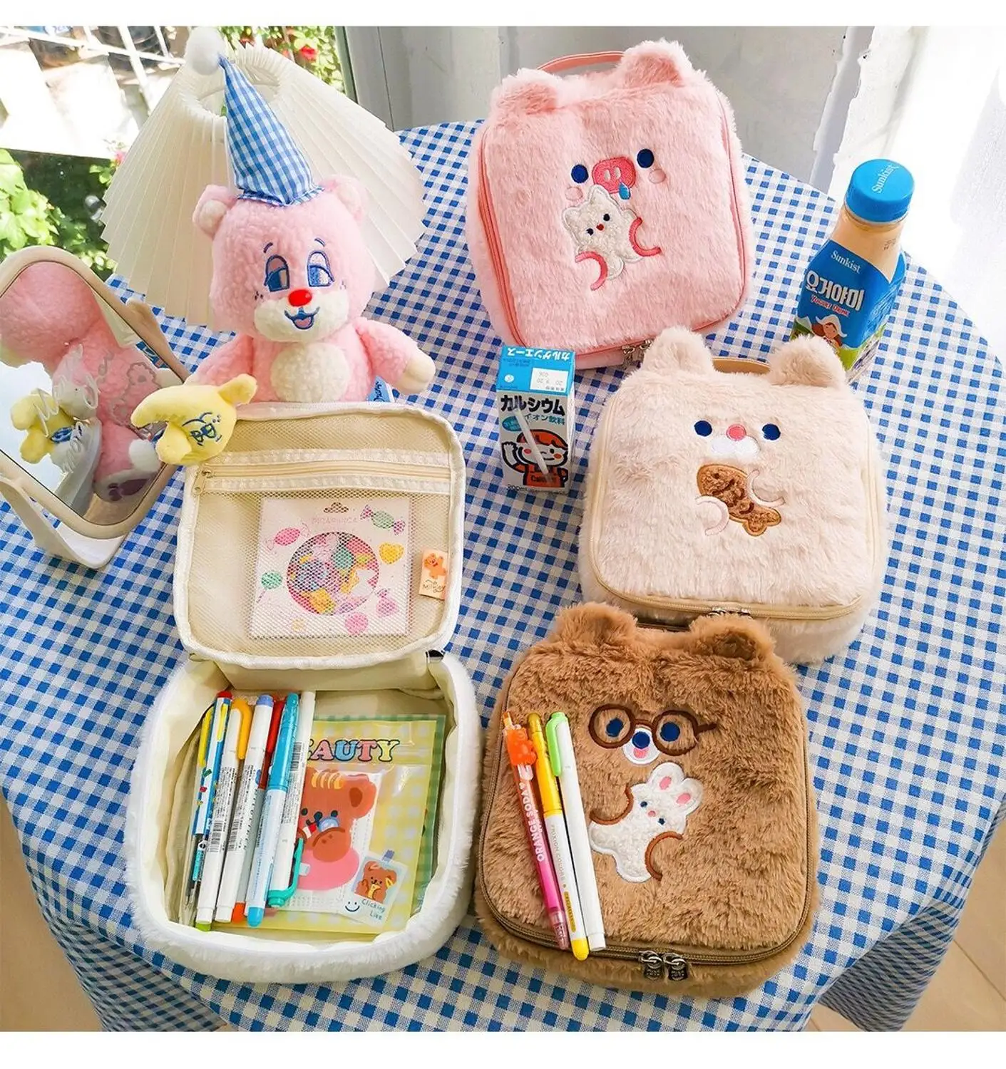 Lovely Bear Tote Makeup Bag Ins Bear Flannel Women Cosmetic Case Lovely Cartoon Cute Makeup Organizer Bag
Lovely Bear Tote Makeup Bag Ins Bear Flannel Women Cosmetic Case Lovely Cartoon Cute Makeup Organizer Bag