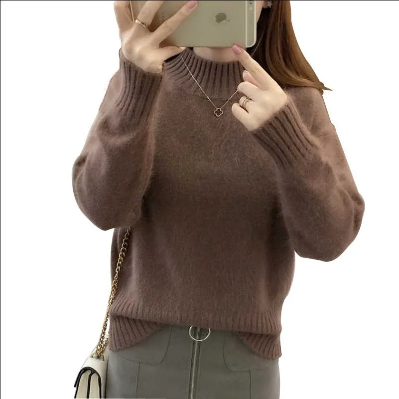 Autumn Winter Sweater Bottoming Shirt Women 2020 Version Of Solid Color Half High Neck Long-Sleeved Loose Pullover Top
Autumn Winter Sweater Bottoming Shirt Women 2020 Version Of Solid Color Half High Neck Long-Sleeved Loose Pullover Top