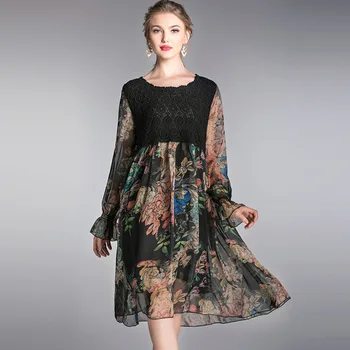 Women's 2020 Spring New Style Lantern Sleeve Lace Chiffon Dress O-neck Panelled Floral Long Sleeve Dresses Plus Size 4XL
Women's 2020 Spring New Style Lantern Sleeve Lace Chiffon Dress O-neck Panelled Floral Long Sleeve Dresses Plus Size 4XL