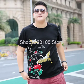 Obesity Men's Wear Middle Guofeng Crane T Shirt Short Sleeve Plus Fat Plus Size Men Loose Version Fat Summer Dress Top
Obesity Men's Wear Middle Guofeng Crane T Shirt Short Sleeve Plus Fat Plus Size Men Loose Version Fat Summer Dress Top