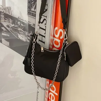 Retro Women Hobos Handbags Nylon Ladies Shoulder Bag Fashion Female Chain Crossbody Bags with Mini Wallet Purse Bolsa Feminina
Retro Women Hobos Handbags Nylon Ladies Shoulder Bag Fashion Female Chain Crossbody Bags with Mini Wallet Purse Bolsa Feminina