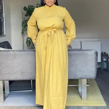 Plus Size Yellow Women Dress Spring Autumn 2022 African Long Maxi Robe Femme Vestiods Casual Curve Lady Dresses With The Belt
Plus Size Yellow Women Dress Spring Autumn 2022 African Long Maxi Robe Femme Vestiods Casual Curve Lady Dresses With The Belt