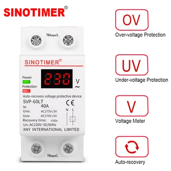 230V 40A Single Phase Automatic Recovery Reconnect Over and Under Voltage Protector Surge Protection Relay with Voltmeter
230V 40A Single Phase Automatic Recovery Reconnect Over and Under Voltage Protector Surge Protection Relay with Voltmeter