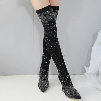 Crystal Women Over The Knee Sock Boots Ladies Pointed Toe High Heel Woman Pump For Party Women's Thin Heel Female Plus Size Shoe
Crystal Women Over The Knee Sock Boots Ladies Pointed Toe High Heel Woman Pump For Party Women's Thin Heel Female Plus Size Shoe