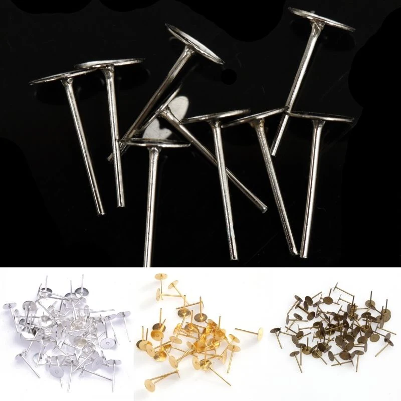 100pcs Earring Stud Ear Post Nails Flat Earring Pad Base Posts Earring Findings for DIY Jewelry Making
100pcs Earring Stud Ear Post Nails Flat Earring Pad Base Posts Earring Findings for DIY Jewelry Making