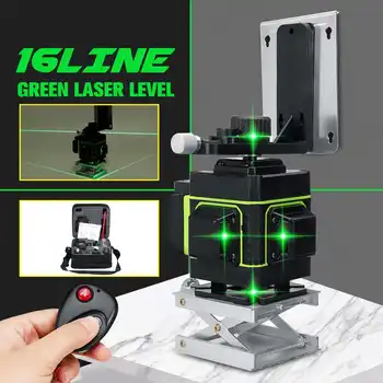 16 Lines 4D Green Laser Level Self-Leveling Wireless Remote 360 Horizontal & Vertical Cross Lines With Bag & Wall Bracket
16 Lines 4D Green Laser Level Self-Leveling Wireless Remote 360 Horizontal & Vertical Cross Lines With Bag & Wall Bracket