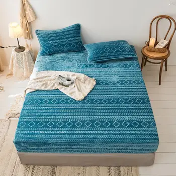 Flannel Mattress Cover Solid Color Geometric Stripes Thickened Velvet Warm Protector Fitted Sheet with Pillowcases Elastic Band
Flannel Mattress Cover Solid Color Geometric Stripes Thickened Velvet Warm Protector Fitted Sheet with Pillowcases Elastic Band