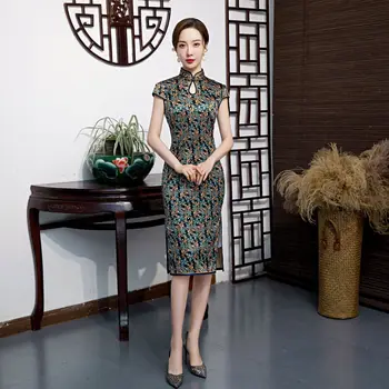Print Short Sleeve Cheongsam Vestidso Oversize 4XL Female Vintage Green Mandarin Collar Qipao Summer High Split Chinese Dress
Print Short Sleeve Cheongsam Vestidso Oversize 4XL Female Vintage Green Mandarin Collar Qipao Summer High Split Chinese Dress