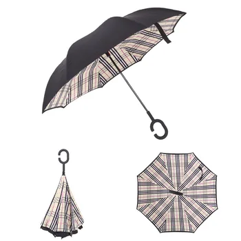 Check Color Windproof Reverse Folding Double Layer Inverted Rain Umbrella Self Stand Rain Protection C-Hook Hands For Car
Check Color Windproof Reverse Folding Double Layer Inverted Rain Umbrella Self Stand Rain Protection C-Hook Hands For Car