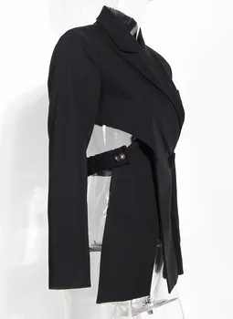 Short front and short black blazer on the back Sexy long-sleeved jacket with open waist
Short front and short black blazer on the back Sexy long-sleeved jacket with open waist