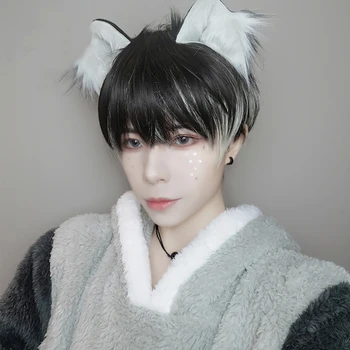 Short Mixed Grey Black Man Cosplay Wigs with Bangs 24cm Synthetic Heat Resistant for Women Cosplay Anime Lolita Party 
Short Mixed Grey Black Man Cosplay Wigs with Bangs 24cm Synthetic Heat Resistant for Women Cosplay Anime Lolita Party