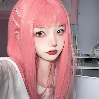 MEIFAN Lolita Cosplay Party Wig Synthetic Natural Fake Pink Long Straight Hair with Air Bangs for Women Daily Wig
MEIFAN Lolita Cosplay Party Wig Synthetic Natural Fake Pink Long Straight Hair with Air Bangs for Women Daily Wig