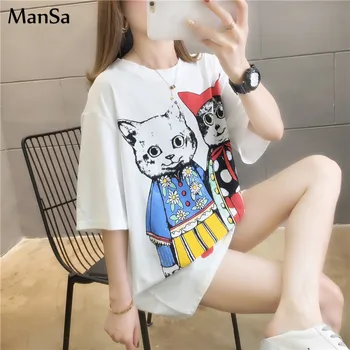 Harajuku Women's Large size T-Shirts Japanese cartoon cat printing T Shirt Loose Short Sleeve Tees white Tops hip hop Streetwear
Harajuku Women's Large size T-Shirts Japanese cartoon cat printing T Shirt Loose Short Sleeve Tees white Tops hip hop Streetwear