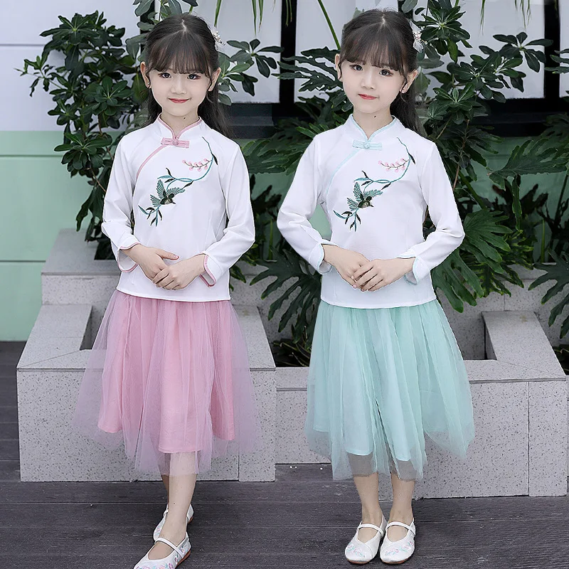 2019 New Style Ethnic-Style CHILDREN'S Suit Girls Autumn Ancient Costume Big Boy Children Birds Chinese Clothing Mesh Dress Two- 
2019 New Style Ethnic-Style CHILDREN'S Suit Girls Autumn Ancient Costume Big Boy Children Birds Chinese Clothing Mesh Dress Two-