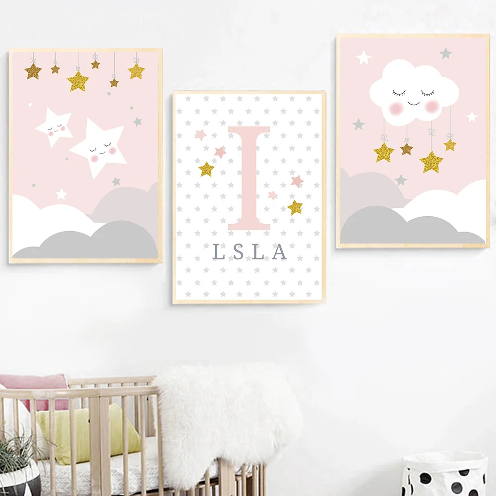 Nordic Posters And Prints Cartoon Cloud Stars Print Painting Personal Name Custom Pink Canvas Posters Baby Girl Bedroom Decor
Nordic Posters And Prints Cartoon Cloud Stars Print Painting Personal Name Custom Pink Canvas Posters Baby Girl Bedroom Decor