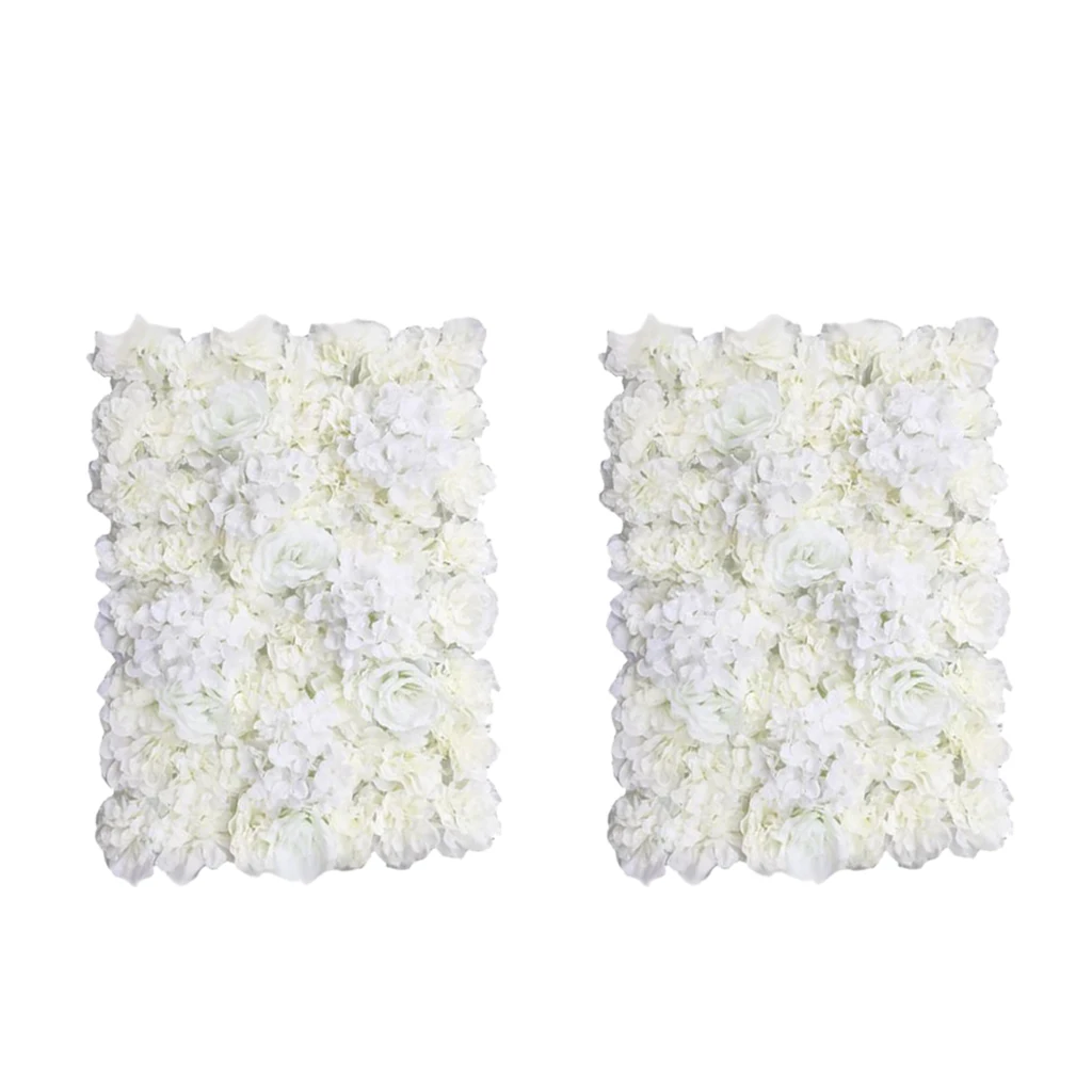 2pieces Silk Artificial Flower Wall Panel Wedding Venue Shop Window Decor Cream 2pieces Silk Artificial Flower Wall Panel Wedding Venue Shop Window Decor Cream