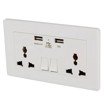 International Universal Plug Socket 2.1A Usb Wall Switch Socket 3 Holes Dual Usb Port Power Charger Outlet Panel
International Universal Plug Socket 2.1A Usb Wall Switch Socket 3 Holes Dual Usb Port Power Charger Outlet Panel