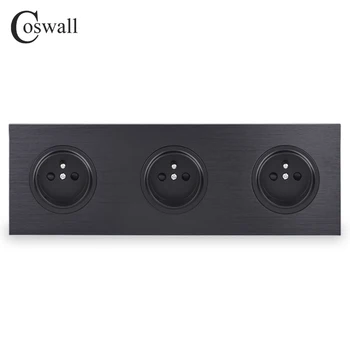 Coswall Black / Silver Grey Brushed Aluminum Metal Panel Triple French Standard Wall Socket Grounded With Child Protective Door
Coswall Black / Silver Grey Brushed Aluminum Metal Panel Triple French Standard Wall Socket Grounded With Child Protective Door