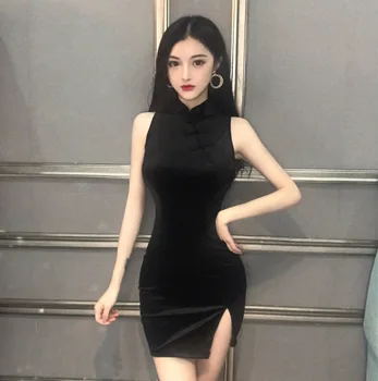 2020 Chinese Dress chinese party dress sexy nightclub suede bodycon cheongsam lingerie women sleeveless mandarin collar qipao 
2020 Chinese Dress chinese party dress sexy nightclub suede bodycon cheongsam lingerie women sleeveless mandarin collar qipao