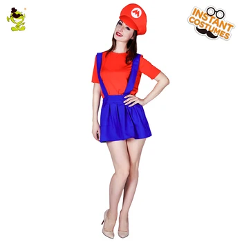 Halloween Adult Mario Women's Sexy Super Mario Costumes with Hat Carnival Party Amused Mario Girl Decoration Fancy Short Dress 
Halloween Adult Mario Women's Sexy Super Mario Costumes with Hat Carnival Party Amused Mario Girl Decoration Fancy Short Dress