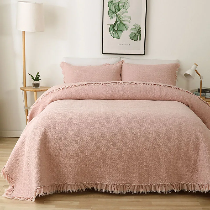 Korean Blanket Solid Cotton Quilt Set 3PC Bedspread on the Bed Sand Washing Quilted Bed Cover Queen Size Lace Edge Coverlet
Korean Blanket Solid Cotton Quilt Set 3PC Bedspread on the Bed Sand Washing Quilted Bed Cover Queen Size Lace Edge Coverlet