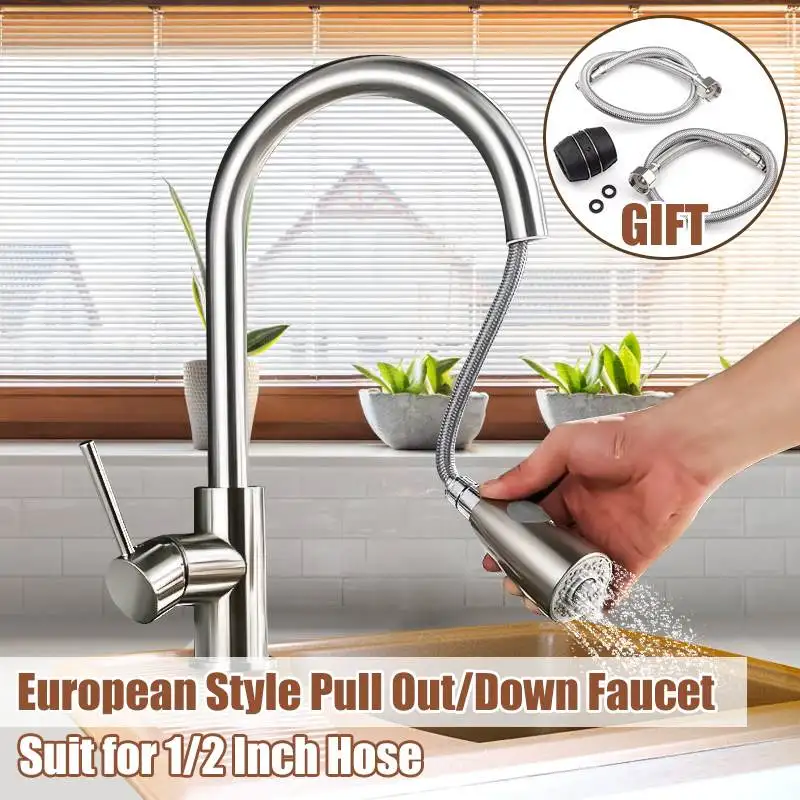 Brushed Nickel Mixer Faucet Single Hole Pull Out Spout Kitchen Sink Mixer Tap with Stream Sprayer Head
Brushed Nickel Mixer Faucet Single Hole Pull Out Spout Kitchen Sink Mixer Tap with Stream Sprayer Head