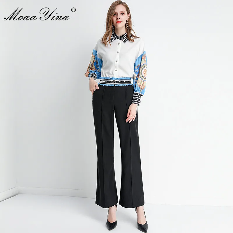 MoaaYina Fashion Designer Set Spring Autumn Women Lantern sleeve Print Shirt Tops+Trousers Two-piece set
MoaaYina Fashion Designer Set Spring Autumn Women Lantern sleeve Print Shirt Tops+Trousers Two-piece set