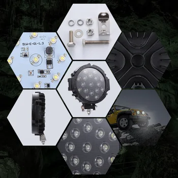 51W Work light Round Shape LED Black Spotlight Vehicle Headlight Parts Replacement IP67 Bulbs 7 inch Practical
51W Work light Round Shape LED Black Spotlight Vehicle Headlight Parts Replacement IP67 Bulbs 7 inch Practical