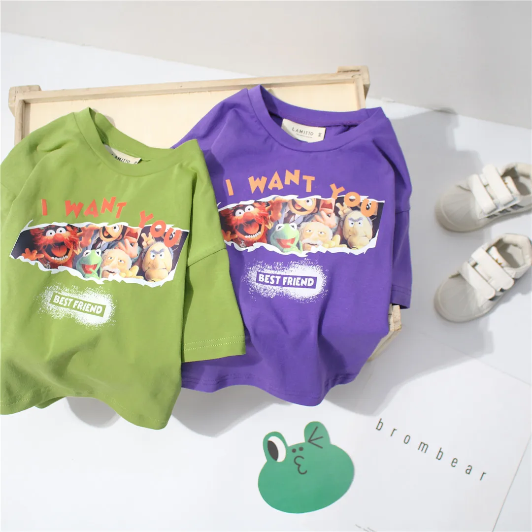 Детская летняя футболка Tonytaobaby из чистого хлопка с коротким рукавом и мультяшным принтом
Детская летняя футболка Tonytaobaby из чистого хлопка с коротким рукавом и мультяшным принтом