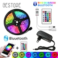 Светодиодная ленсветильник BESTOPE с Bluetooth, гибкая Водонепроницаемая светодиодная лента RGB 5050 SMD, 20 м, 5 м, 10 м, Диодная ленсветильник с управлением 12 В постоянного тока