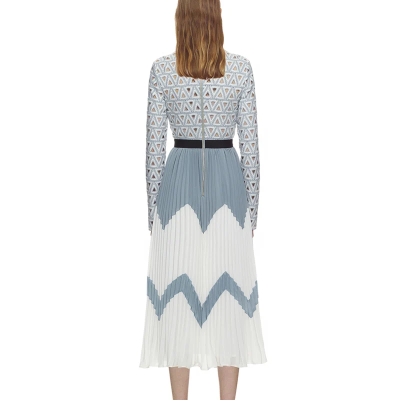 Autumn Runway Lace Patchwork Woman Maxi Dress Long Sleeve High Waist Hollow Out Draped Elegant Dress Vestidos
Autumn Runway Lace Patchwork Woman Maxi Dress Long Sleeve High Waist Hollow Out Draped Elegant Dress Vestidos