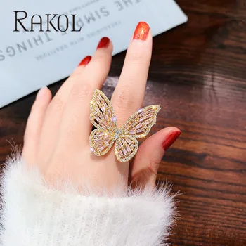RAKOL Fashion AAA Cut Cubic Zircon Butterfly Open Rings for Women Luxury Brial Wedding Party Jewelry Accessory
RAKOL Fashion AAA Cut Cubic Zircon Butterfly Open Rings for Women Luxury Brial Wedding Party Jewelry Accessory