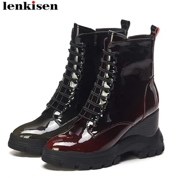 Lenkisen handsome genuine leather round toe high heels lace up mid-calf boots keep warm platform retro women winter shoes L39
Lenkisen handsome genuine leather round toe high heels lace up mid-calf boots keep warm platform retro women winter shoes L39