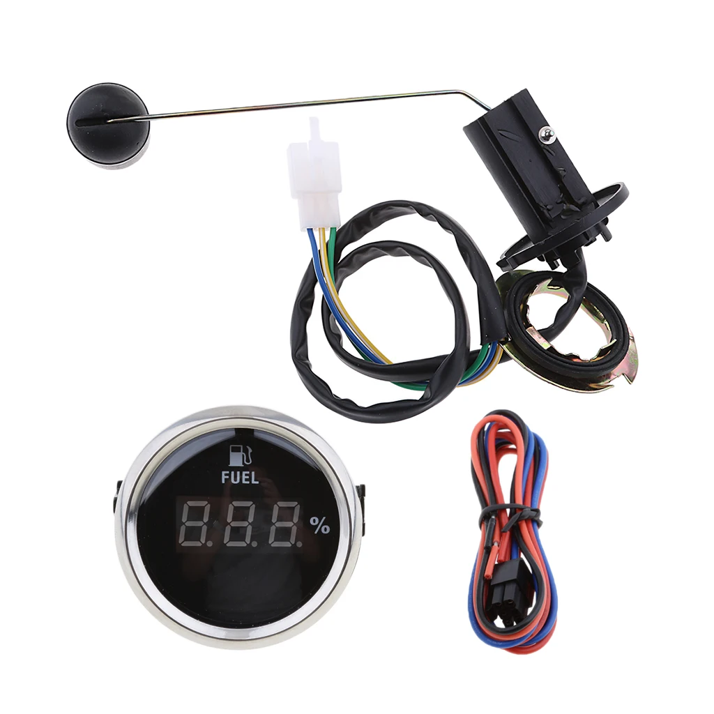 2 inch 52mm Boat Fuel Level Gauge 0-190ohm with 316 Stainless Steel Bezel + Fuel Sensor Sender - Black 2 inch 52mm Boat Fuel Level Gauge 0-190ohm with 316 Stainless Steel Bezel + Fuel Sensor Sender - Black