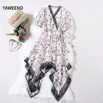 2020 New Summer High End Fashion Elegant Dresses Women Sweet Printed Bowknot Sashes Sexy V-Neck Lace Asymmetrical Midi Dress
2020 New Summer High End Fashion Elegant Dresses Women Sweet Printed Bowknot Sashes Sexy V-Neck Lace Asymmetrical Midi Dress
