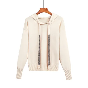 Spring Striped Women Loose Sequin Hooded Knitted Multicolor Long Sleeve White Sweater Girls Pullovers Hot Sale One Size Female
Spring Striped Women Loose Sequin Hooded Knitted Multicolor Long Sleeve White Sweater Girls Pullovers Hot Sale One Size Female
