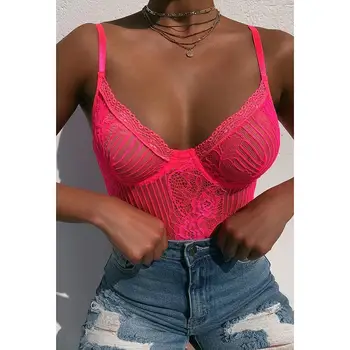 2020 Sexy Transparent Lace Bodysuit Mesh Sleeveless Neon Pink Underwear Adjustable Strapl Deep V Jumpsuit Romer Corset Strap
2020 Sexy Transparent Lace Bodysuit Mesh Sleeveless Neon Pink Underwear Adjustable Strapl Deep V Jumpsuit Romer Corset Strap