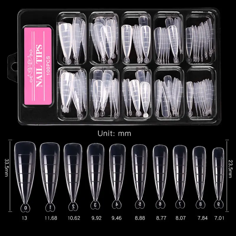 100Pcs Clear Stiletto Full Cover False Nail Scale Clip Gel Acrylic Nail Art Extended Fake Nail DIY Beauty Manicure Accessoires
100Pcs Clear Stiletto Full Cover False Nail Scale Clip Gel Acrylic Nail Art Extended Fake Nail DIY Beauty Manicure Accessoires