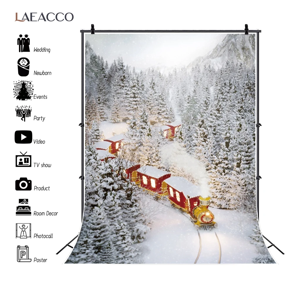 Laeacco Natural Scenic Winter Forest Pine Tree Snow Mountains Photo Backdrop Train Christmas Photography Background Photo Studio
Laeacco Natural Scenic Winter Forest Pine Tree Snow Mountains Photo Backdrop Train Christmas Photography Background Photo Studio