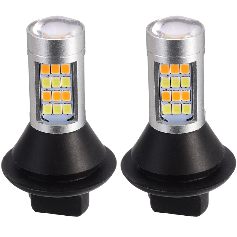2pcs 1156 High Power Dual Color Switchback LED Bulb P21W S25 BA15S 2835 42LED Daytime Running Turn Signal Lamp with Decoders